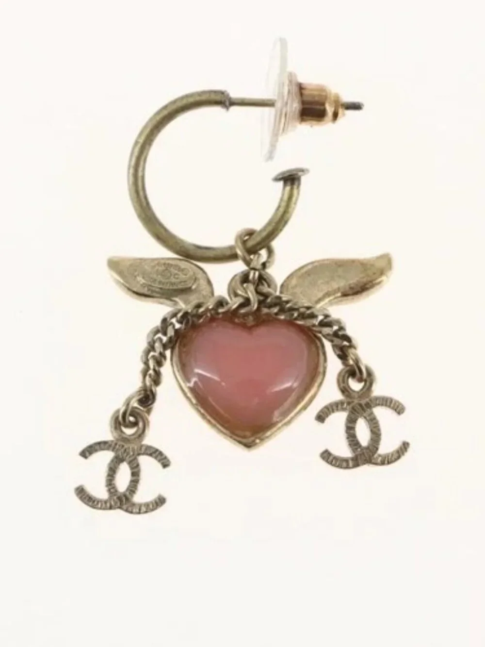 CHANEL COCO Mark Pierce metal Gold Tone CC Auth 163747SAM
